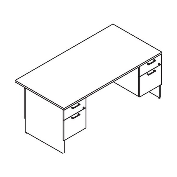 Groupe Lacasse Desk, Double Pedestal, B/F, 72inWx30inDx29inH, Hard Rock Maple LAS31NEF3072FE - main